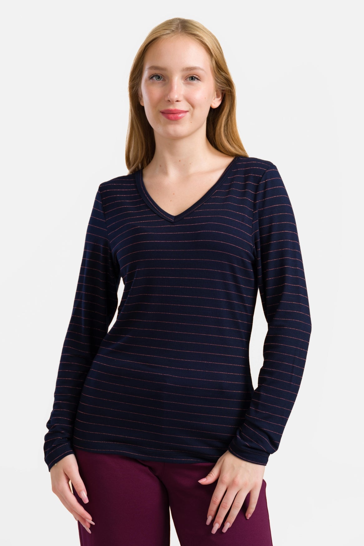 Lynn Top | Stripes Blue-Lurex Rose Gold