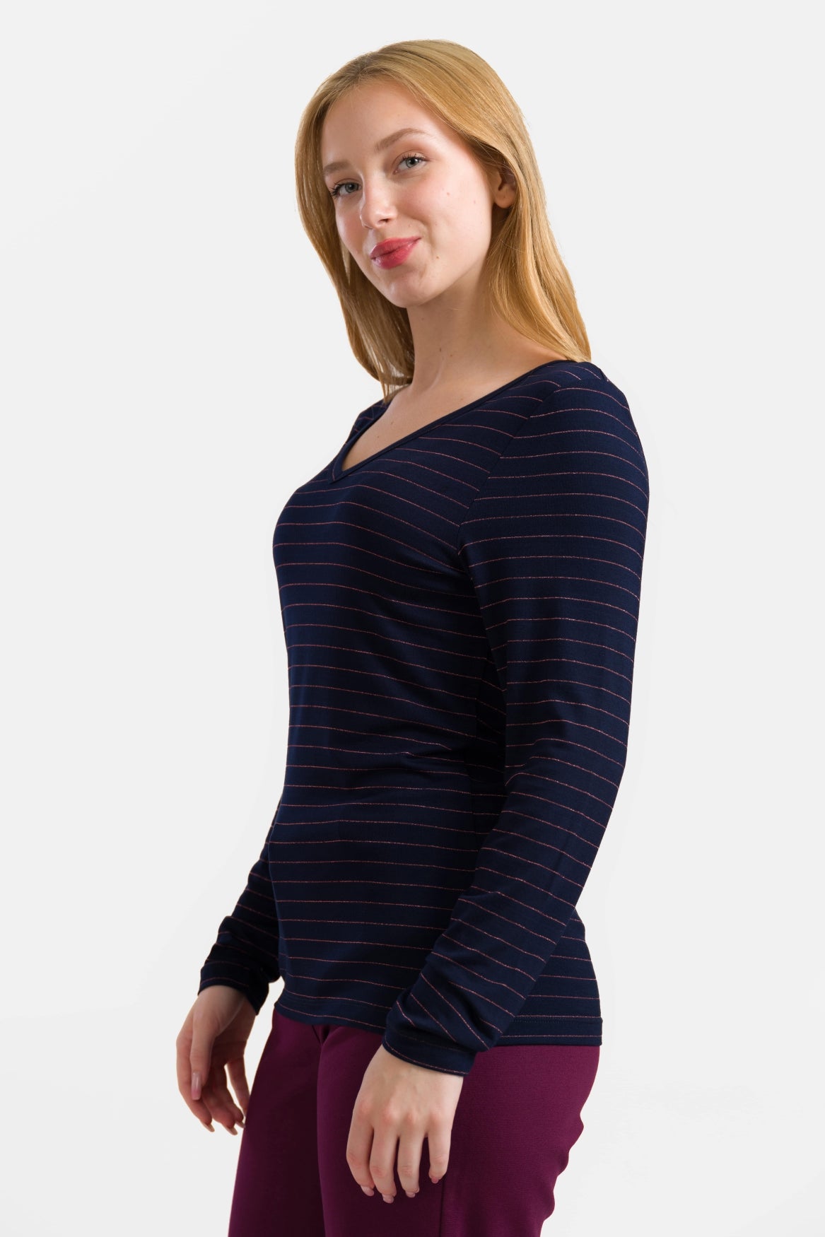 Lynn Top | Stripes Blue-Lurex Rose Gold