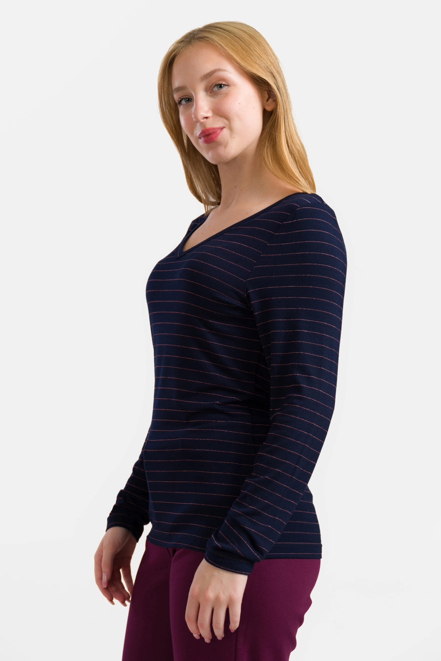 Lynn Top | Stripes Blue-Lurex Rose Gold