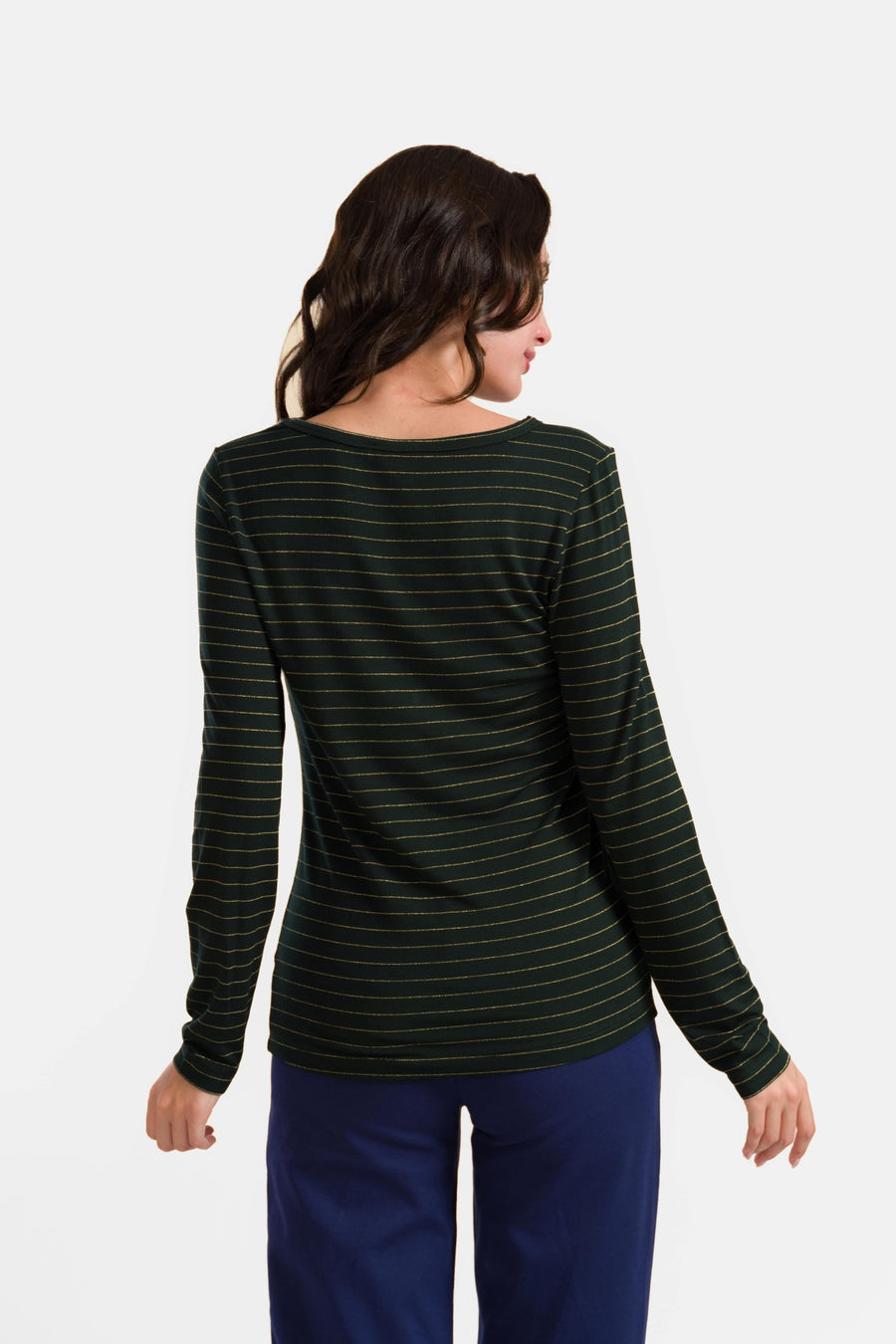 Lynn Top | Stripes Green-Lurex Gold