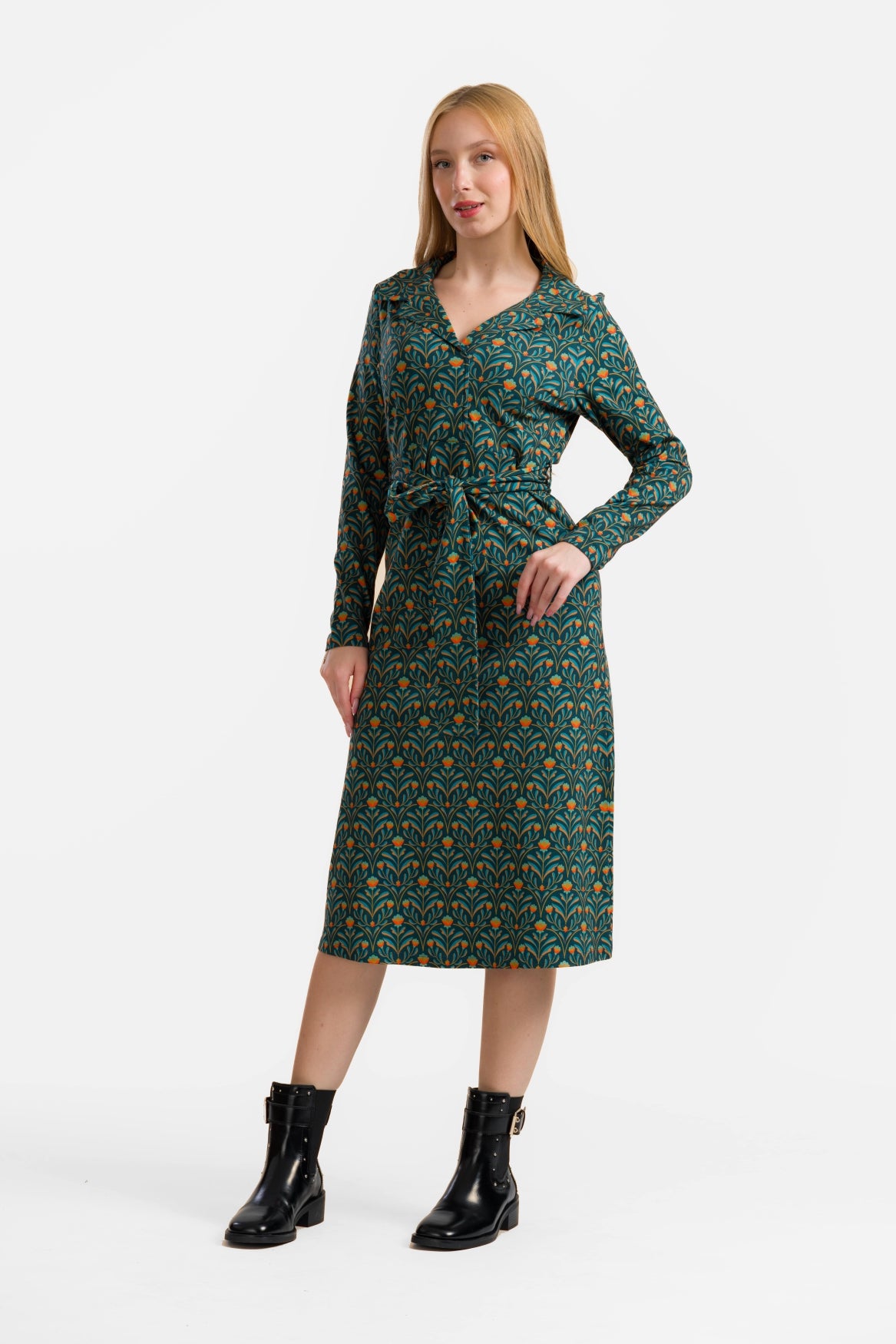 Marilyn Dress Ls | Barock Flower Green