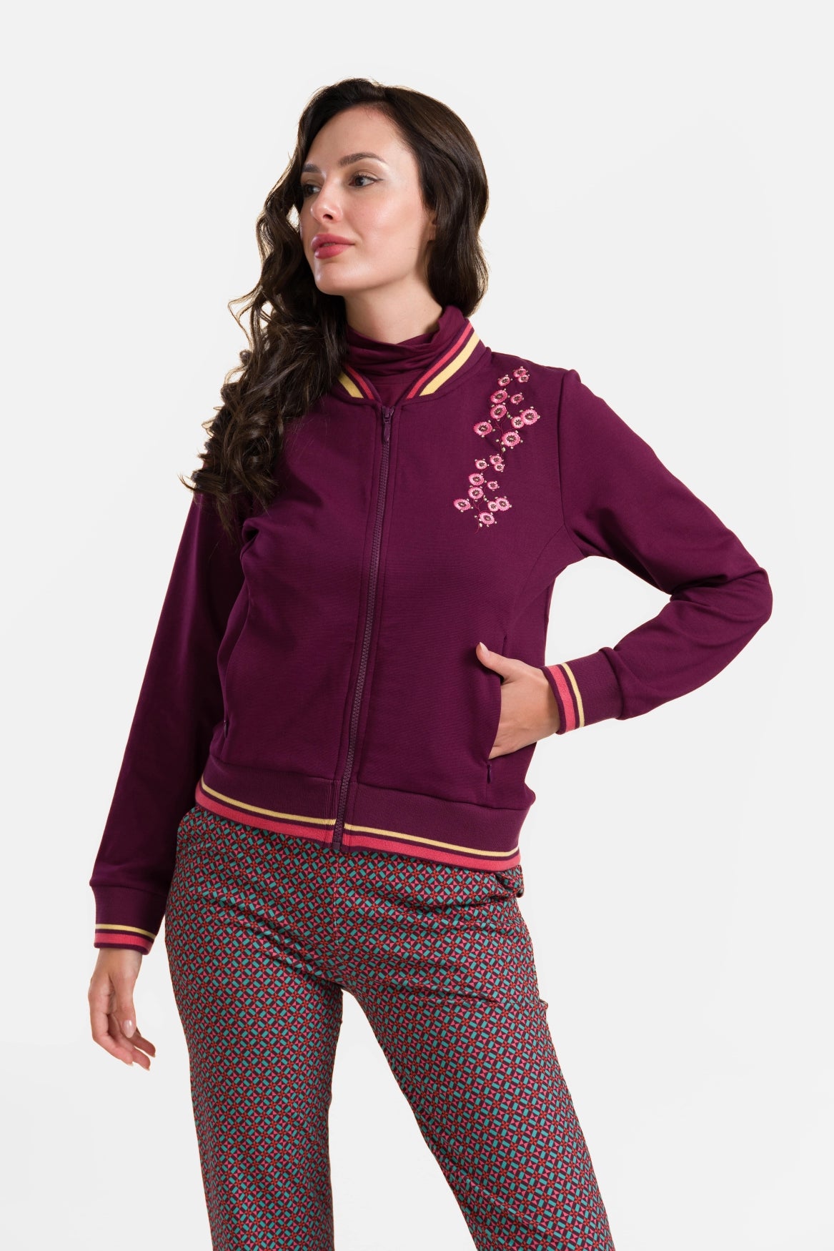 Nora Bomber Jacket | Punta Di Roma Bordeaux