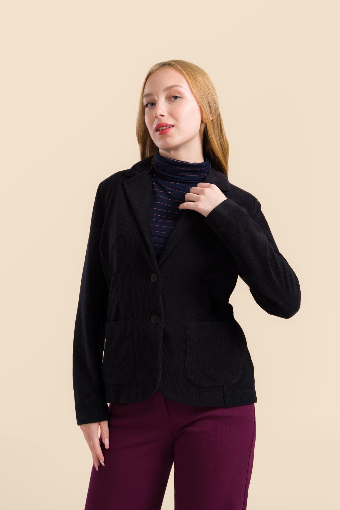 Nova Blazer | Rib Velour Black