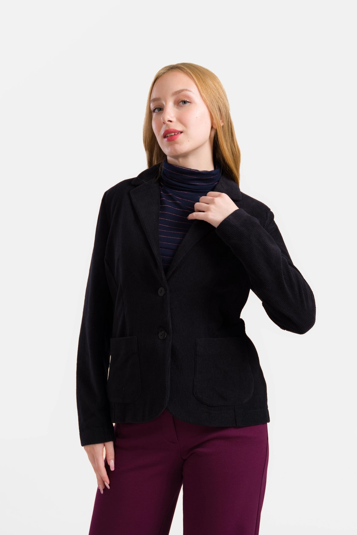 Nova Blazer | Rib Velour Black