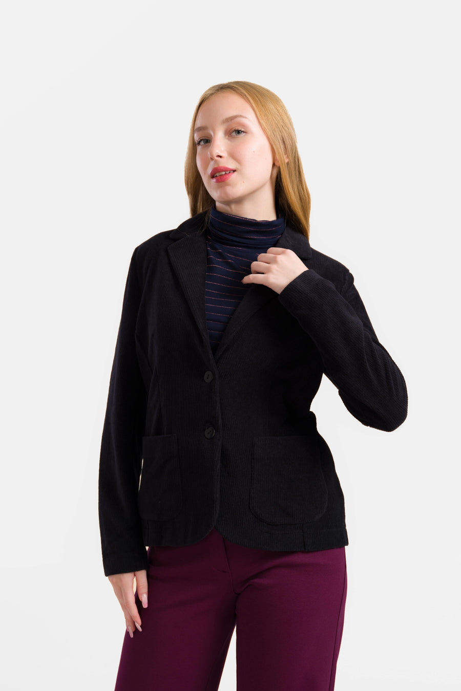 Nova Blazer | Rib Velour Black
