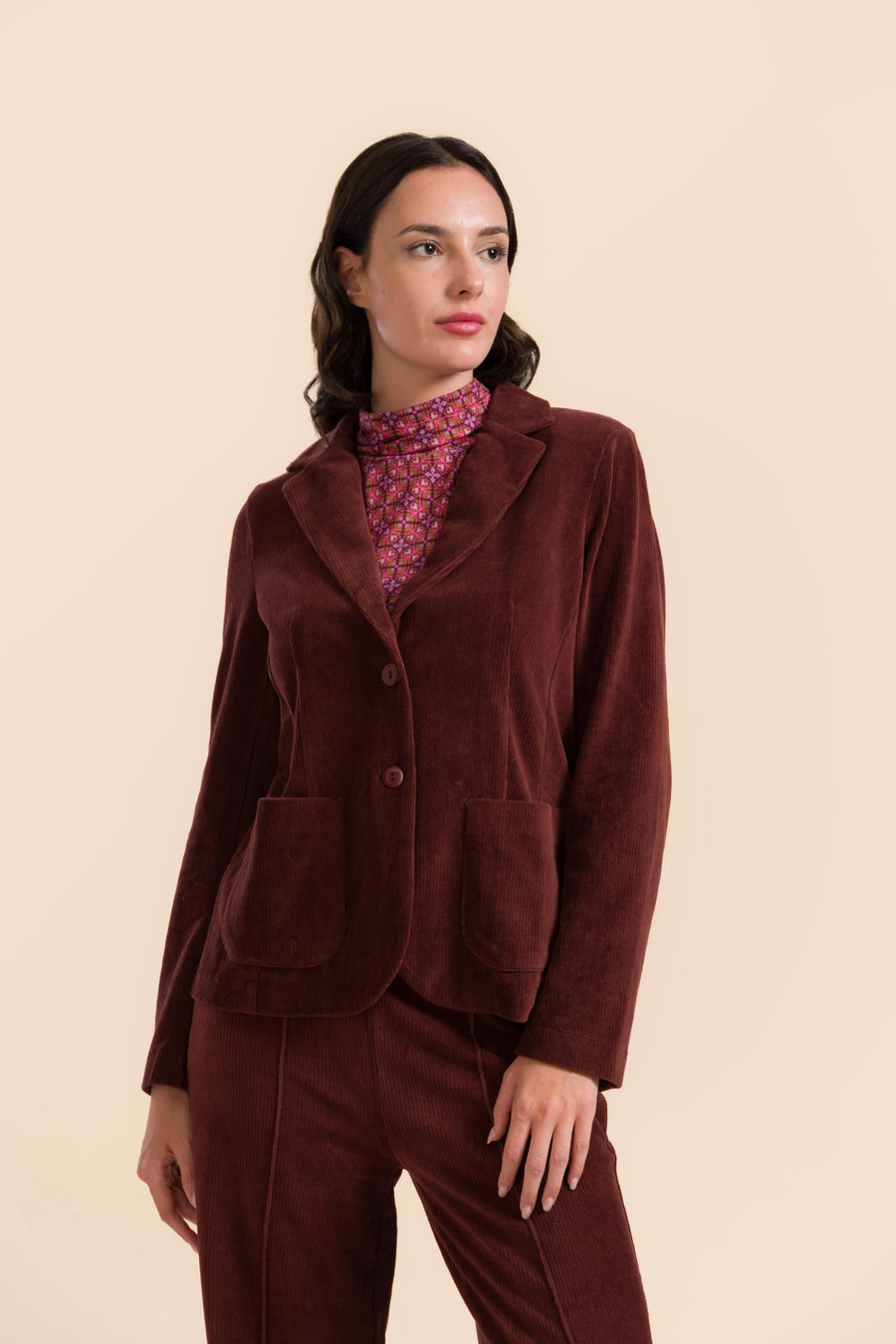 Nova Blazer | Rib Velour Chocolate