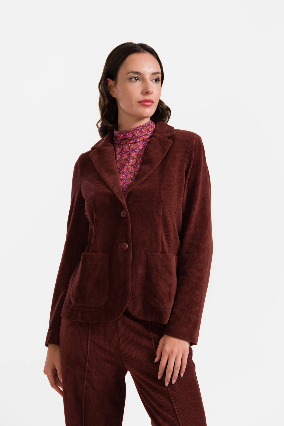 Nova Blazer | Rib Velour Chocolate
