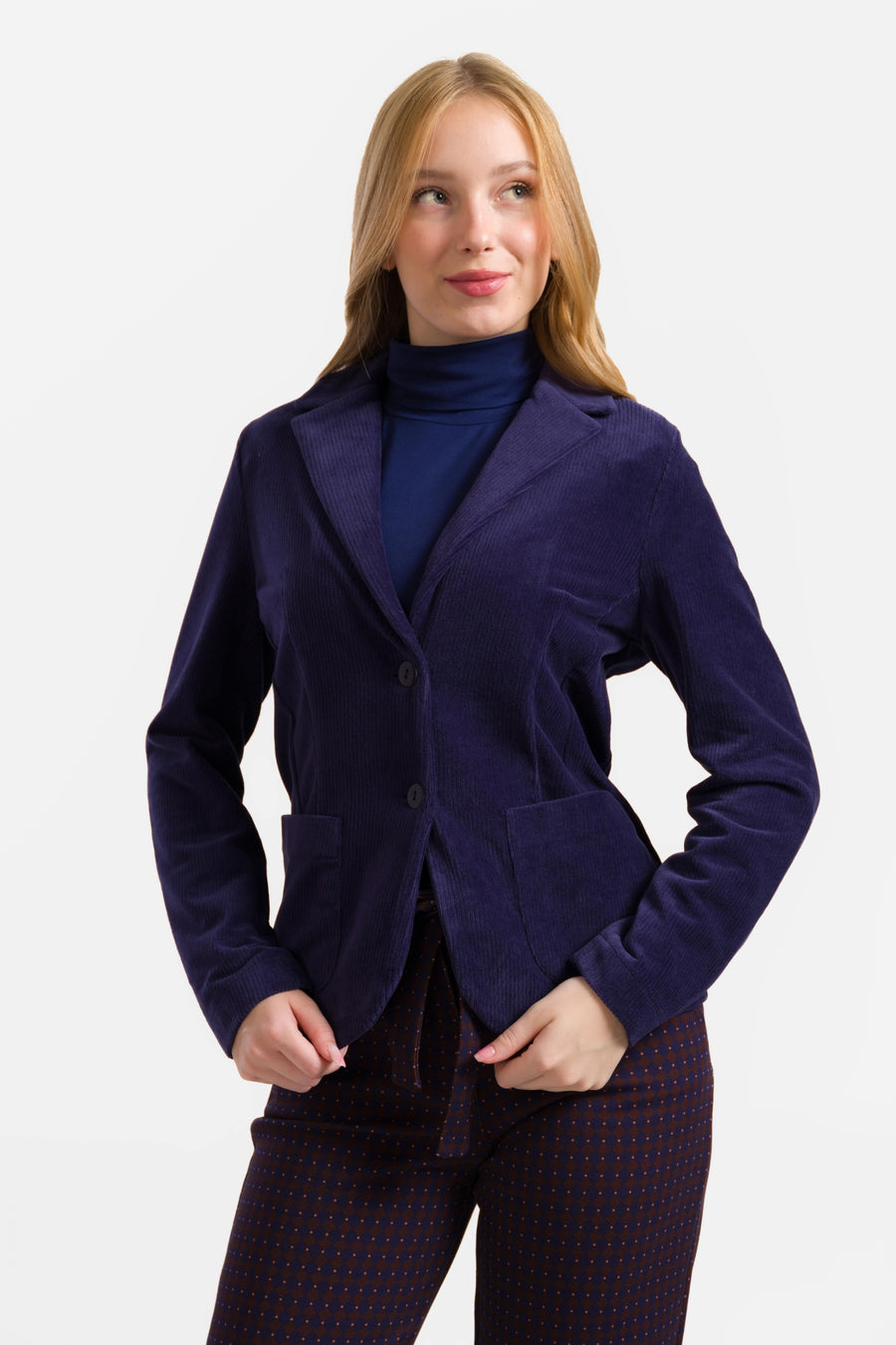 Nova Blazer | Rib Velour Navy