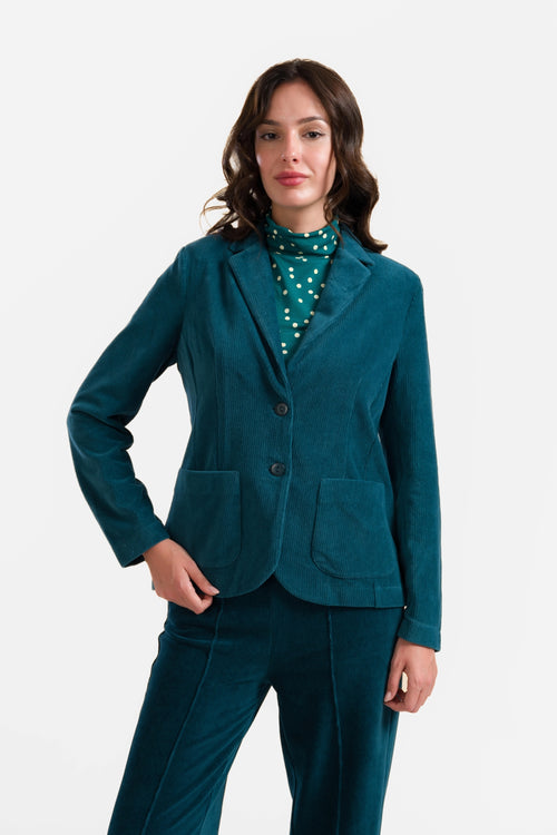 Nova Blazer | Rib Velour Petrol