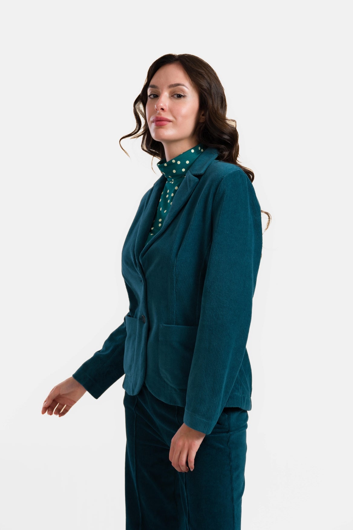 Nova Blazer | Rib Velour Petrol