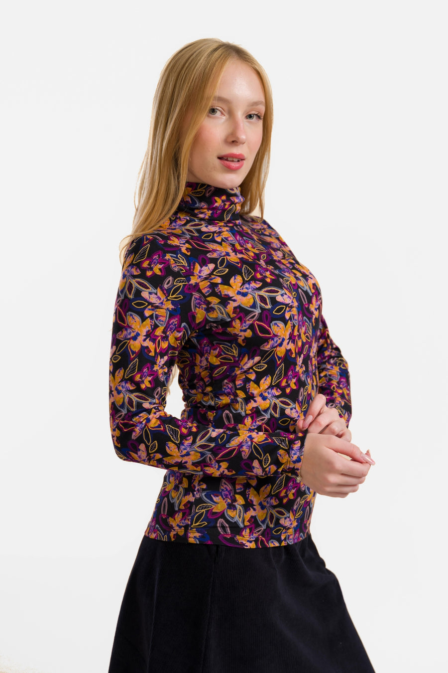 Ruby Top Ls | Bright Autumn Flowers