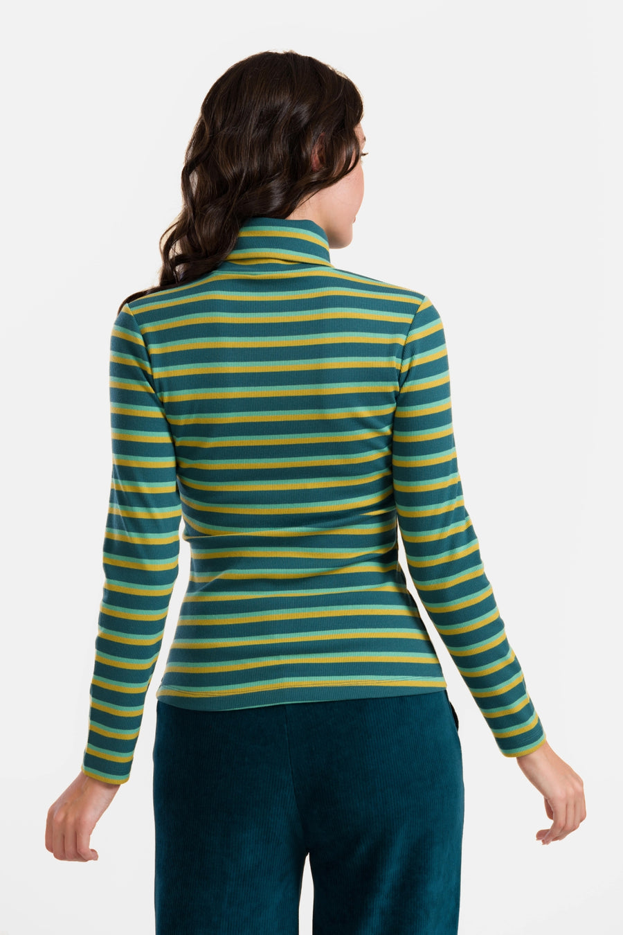 Ruby Top Ls | Deep Teal Stripes