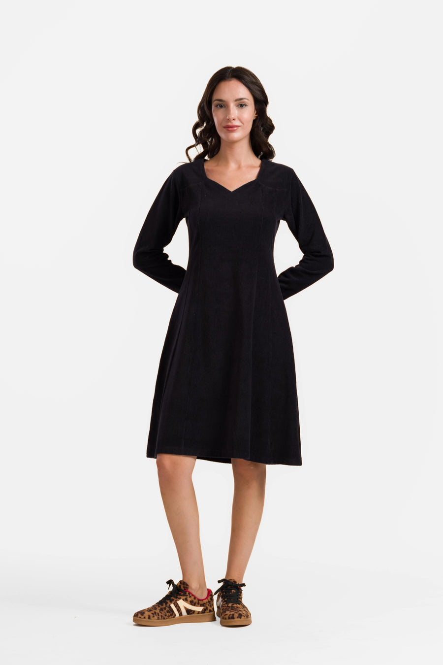 Sandra Dress | Rib Velour Black