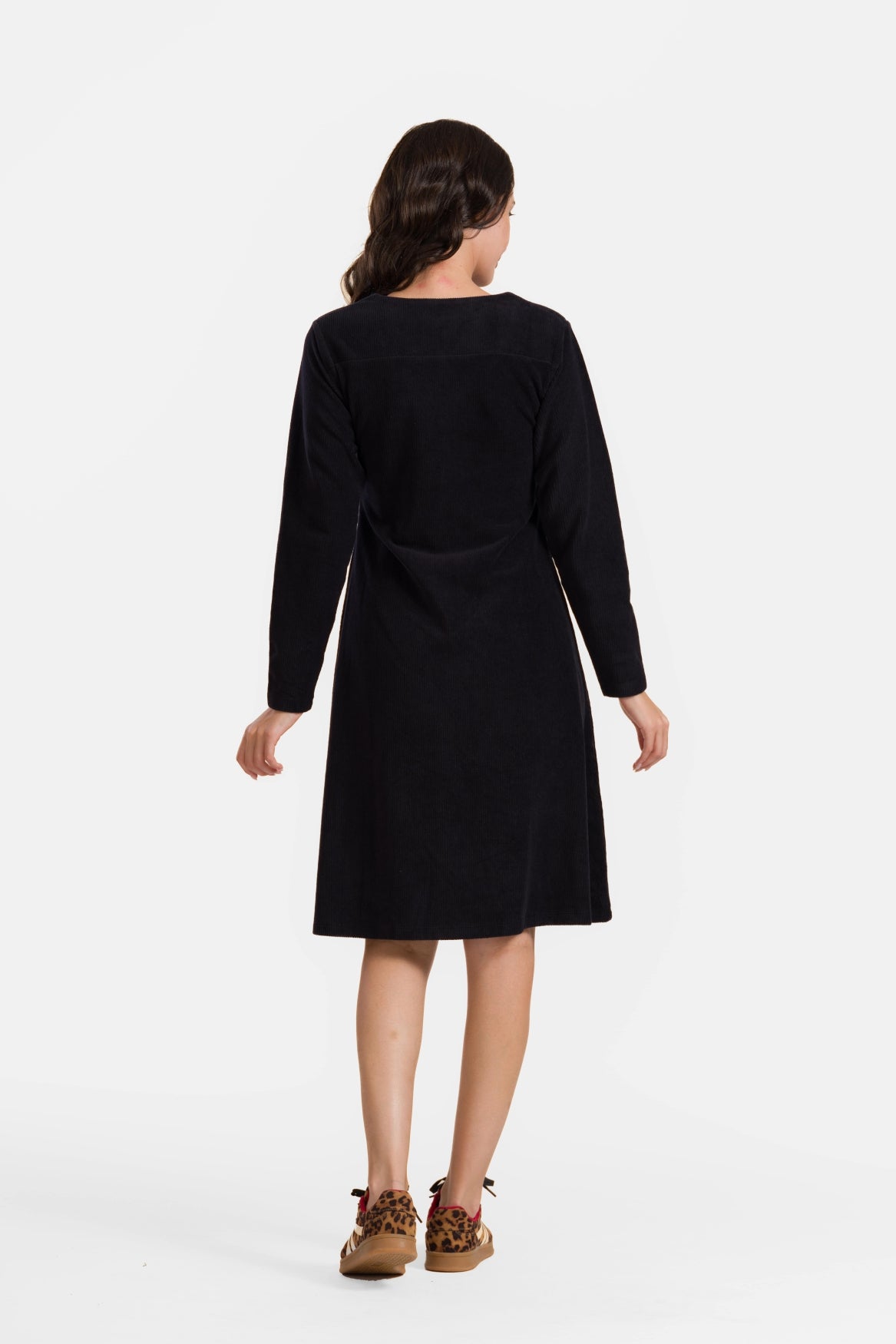 Sandra Dress | Rib Velour Black