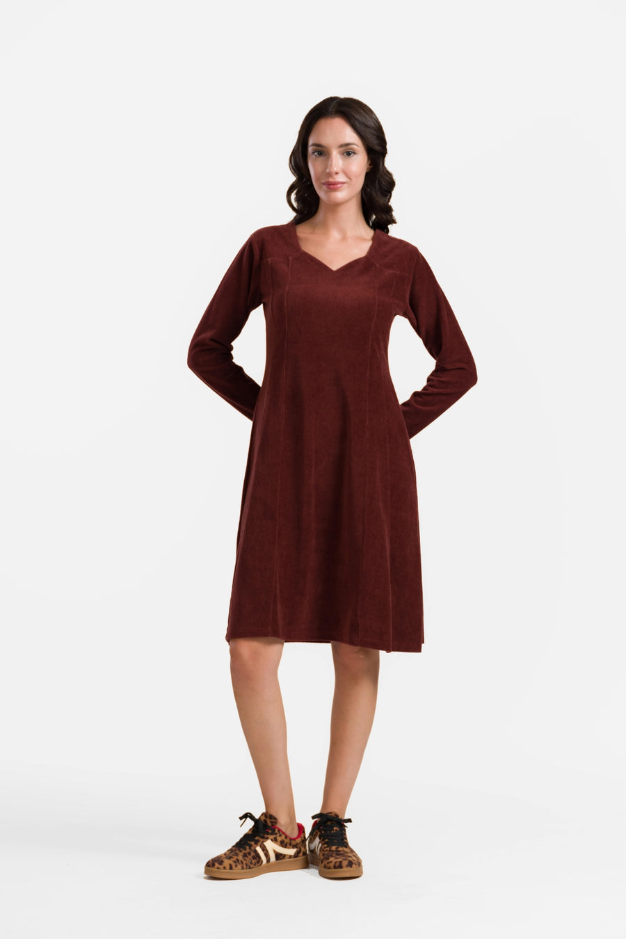 Sandra Dress | Rib Velour Chocolate