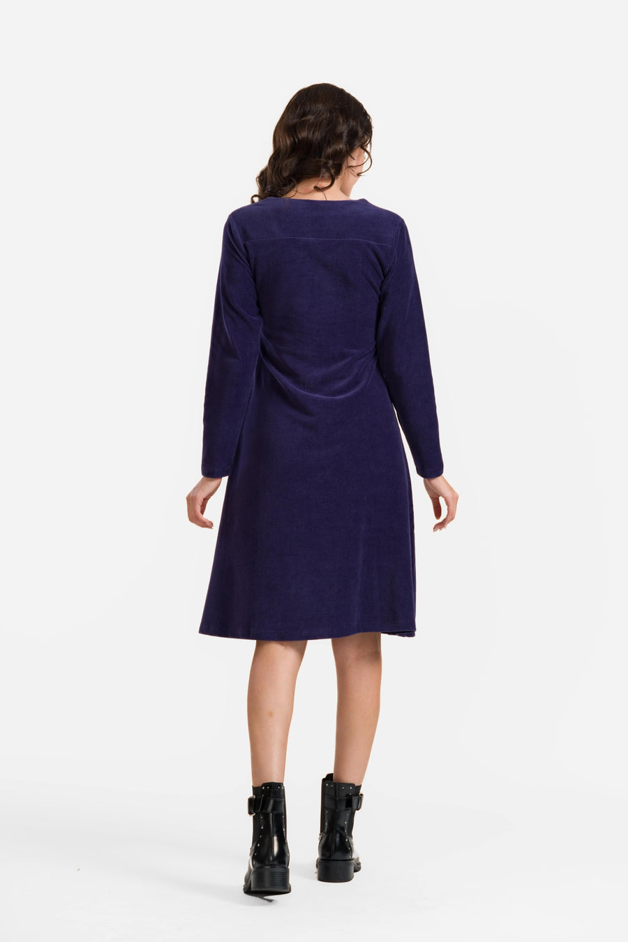 Sandra Dress | Rib Velour Navy
