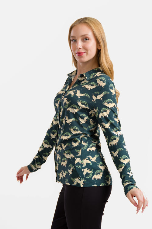 Sill Blouse | Crane Dance Petrol