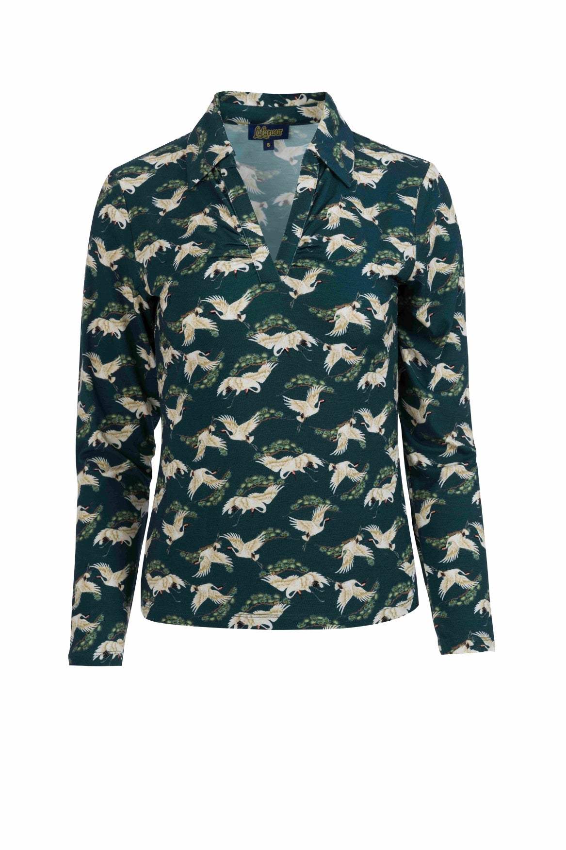 Suzy Top Long Sleeve | Crane Dance Petrol