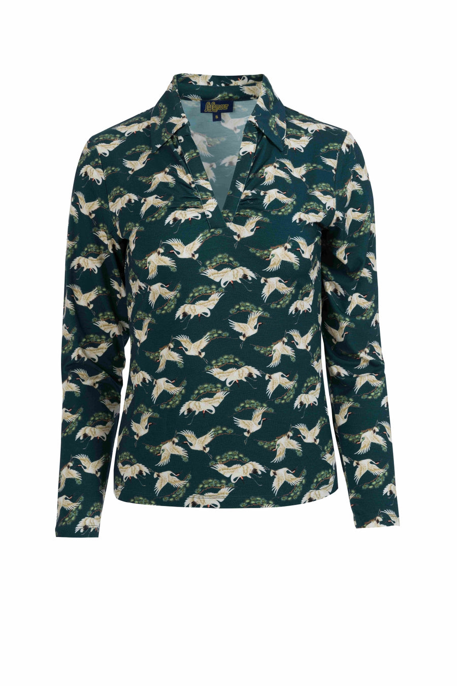 Suzy Top Long Sleeve | Crane Dance Petrol