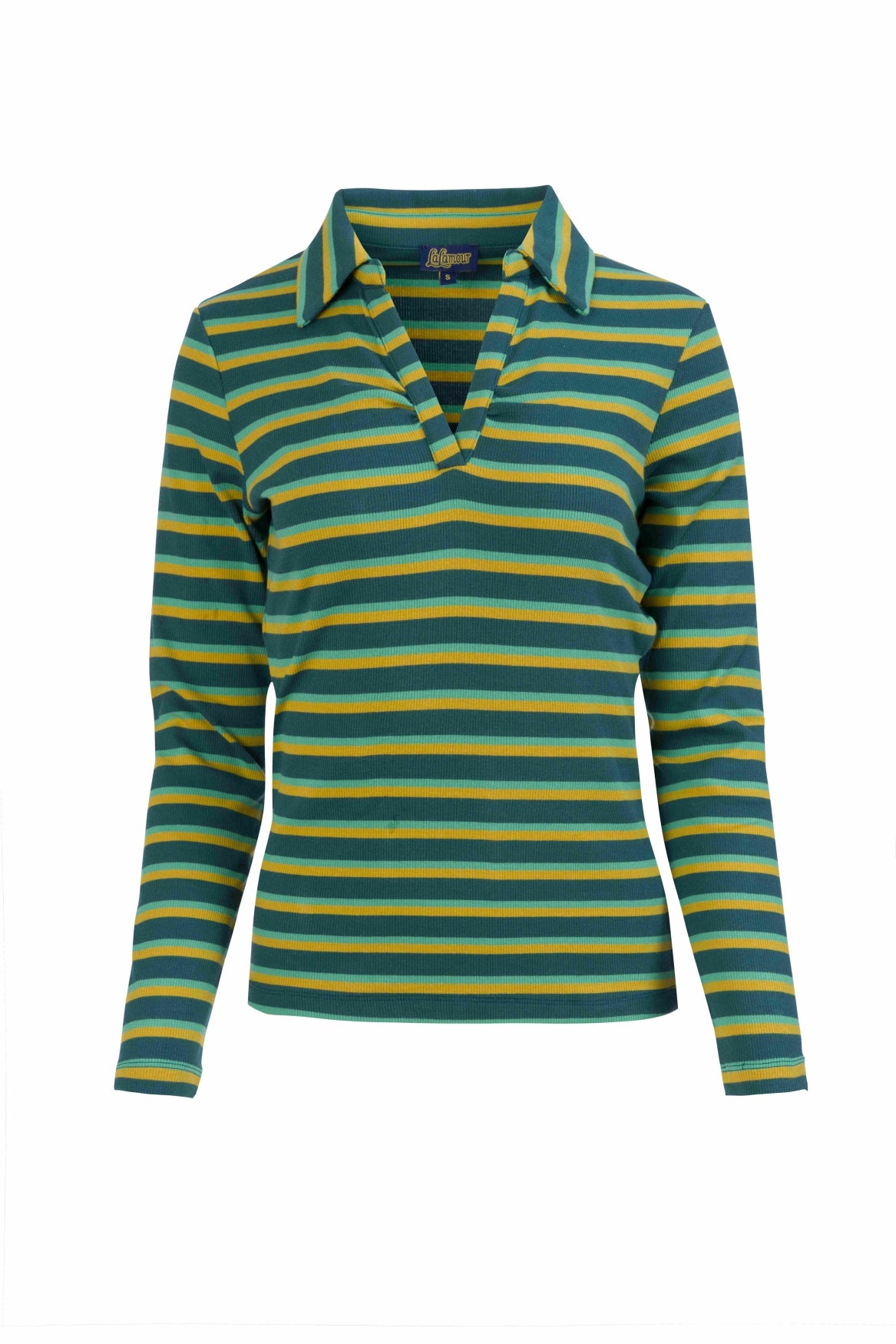 Suzy Top Long Sleeve | Deep Teal Stripes