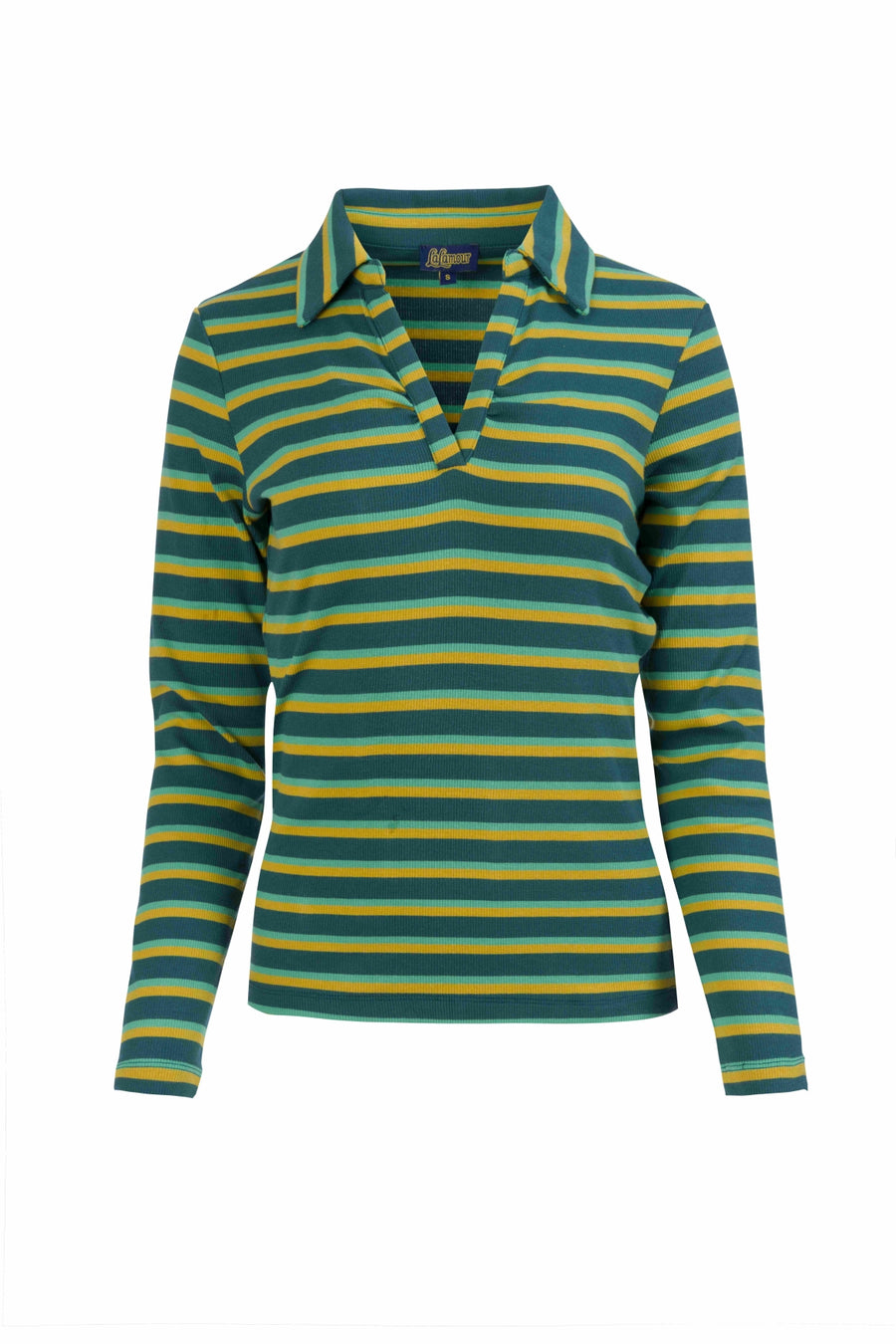 Suzy Top Long Sleeve | Deep Teal Stripes