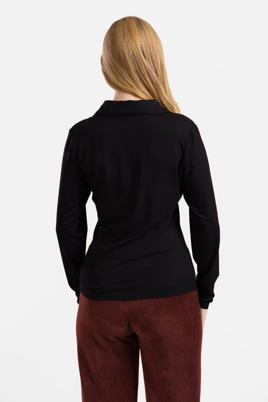Suzy Top Long Sleeve | Ecovero Plain Black