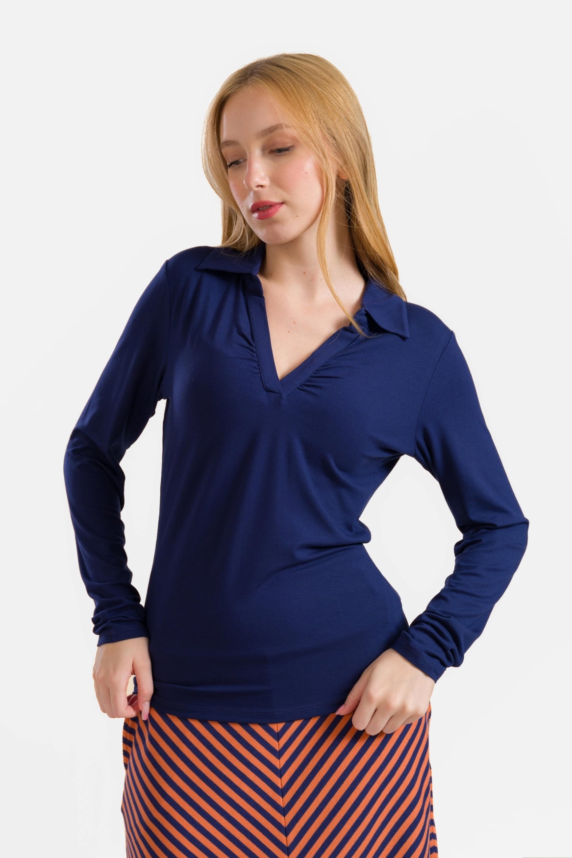 Suzy Top Long Sleeve | Ecovero Plain Blue