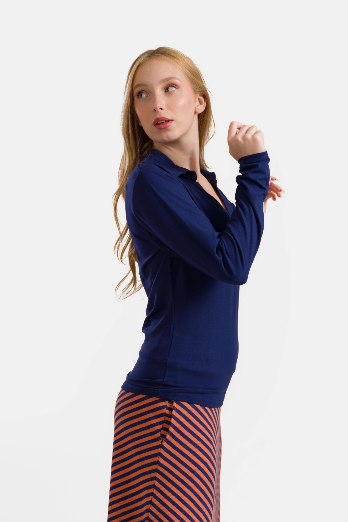 Suzy Top Long Sleeve | Ecovero Plain Blue