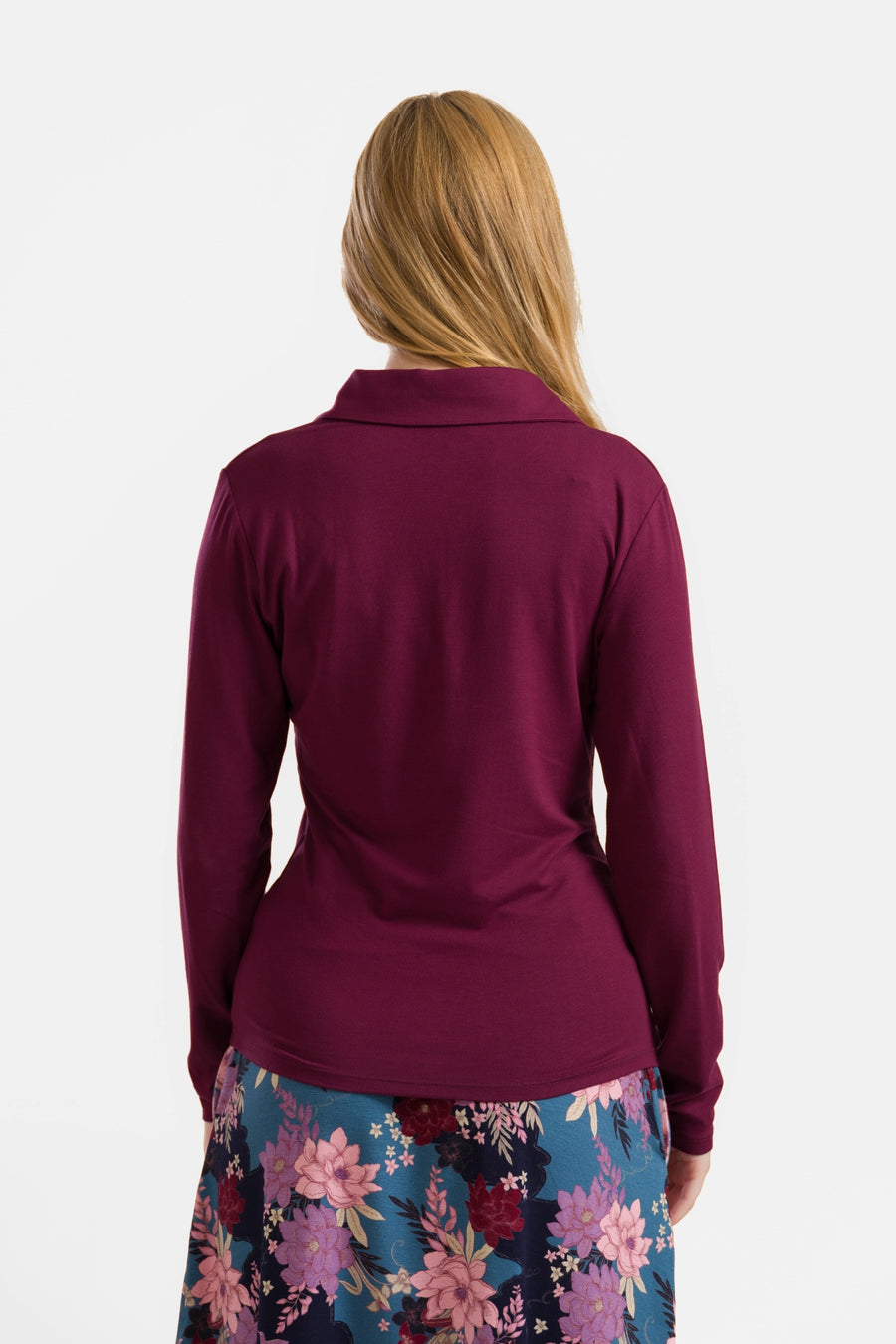 Suzy Top Long Sleeve | Ecovero Plain Bordeaux