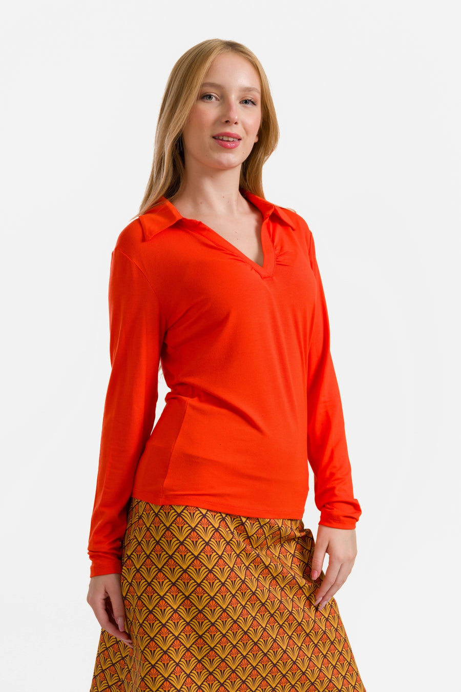 Suzy Top Long Sleeve | Ecovero Plain Red