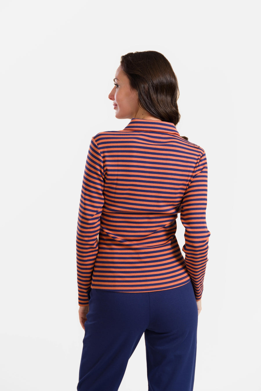 Suzy Top Long Sleeve | Navy Stripes