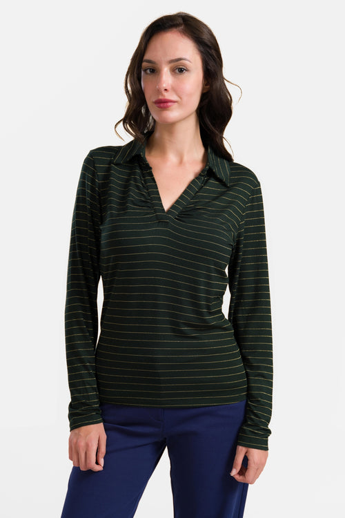 Suzy Top Long Sleeve | Stripes Green-Lurex Gold