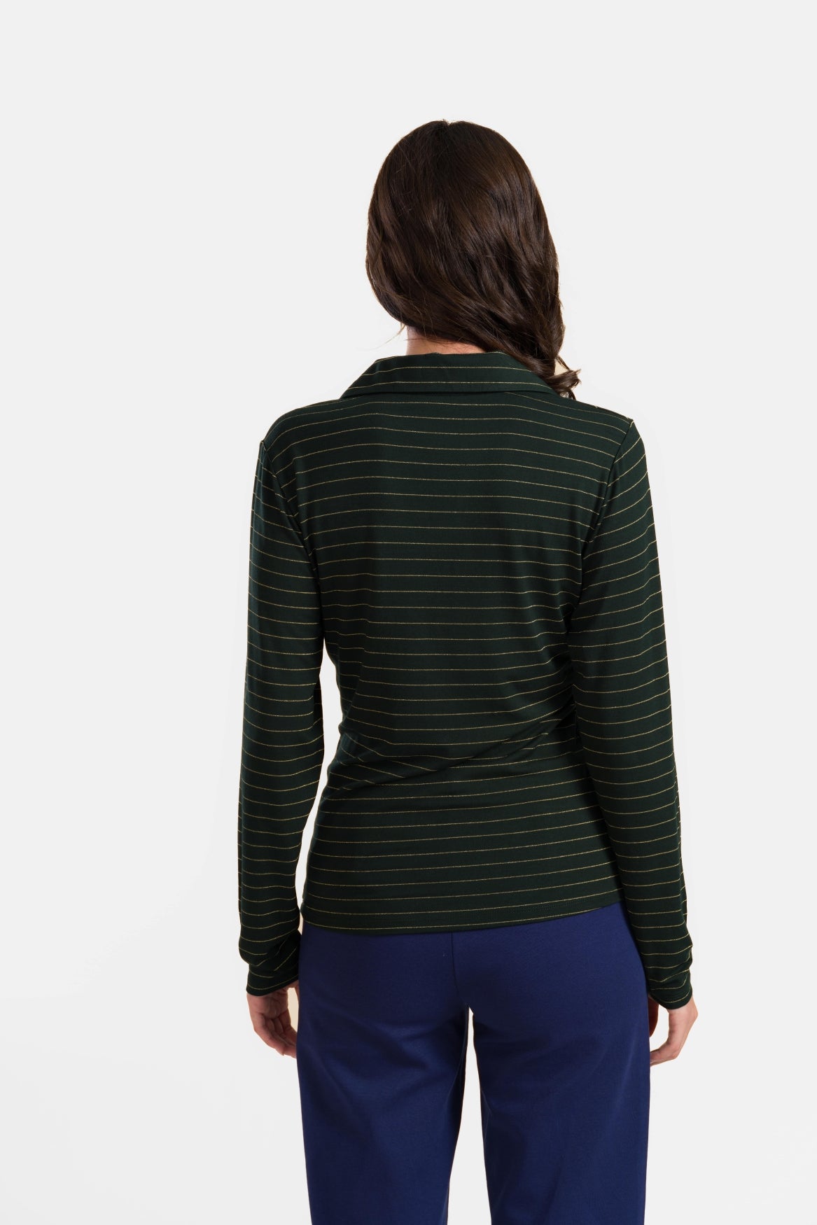 Suzy Top Long Sleeve | Stripes Green-Lurex Gold