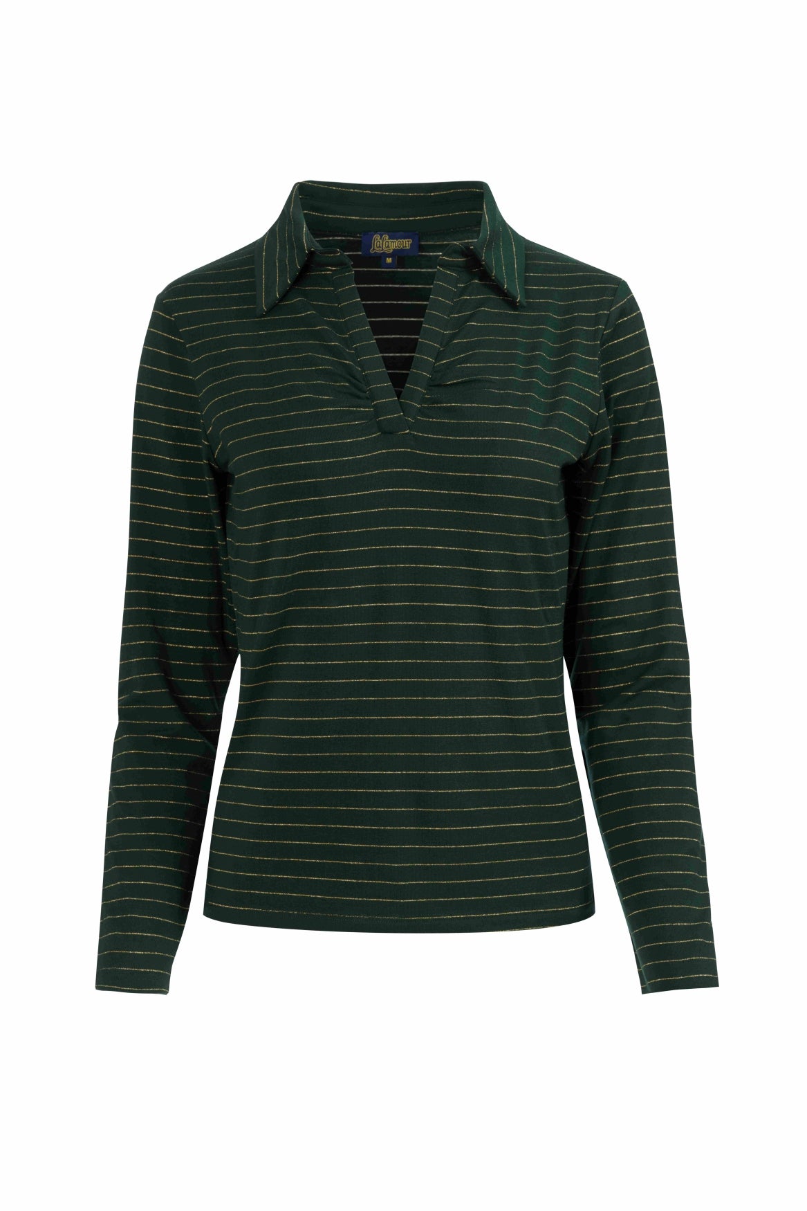 Suzy Top Long Sleeve | Stripes Green-Lurex Gold