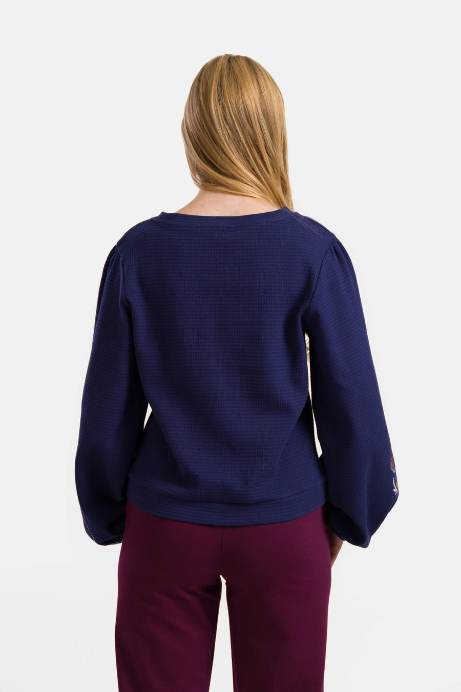 Cathy Top Ls | Waffle Blue