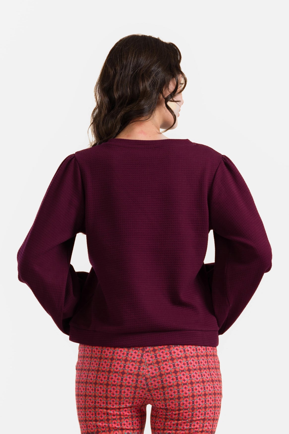 Cathy Top Ls | Waffle Bordeaux
