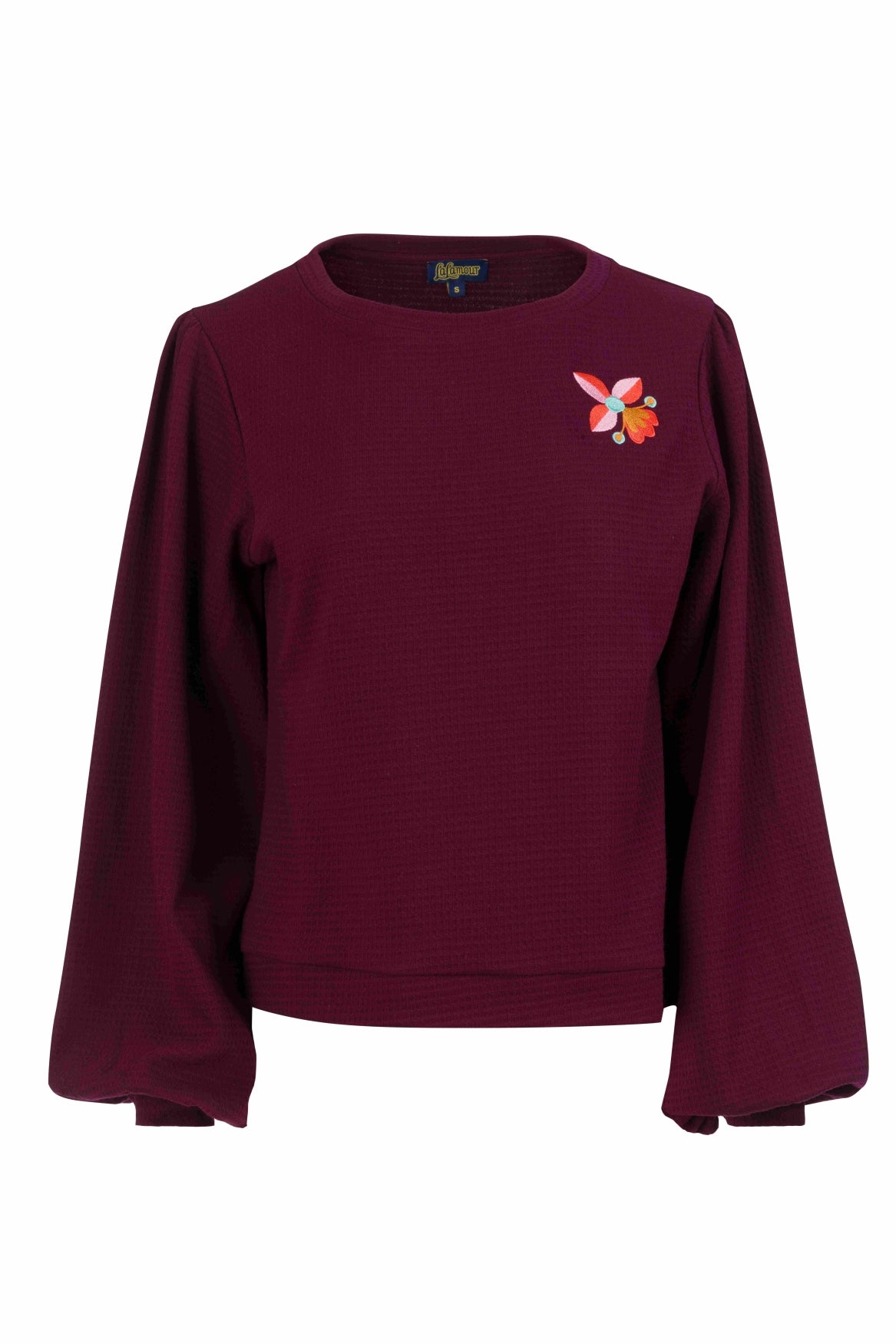 Cathy Top Ls | Waffle Bordeaux