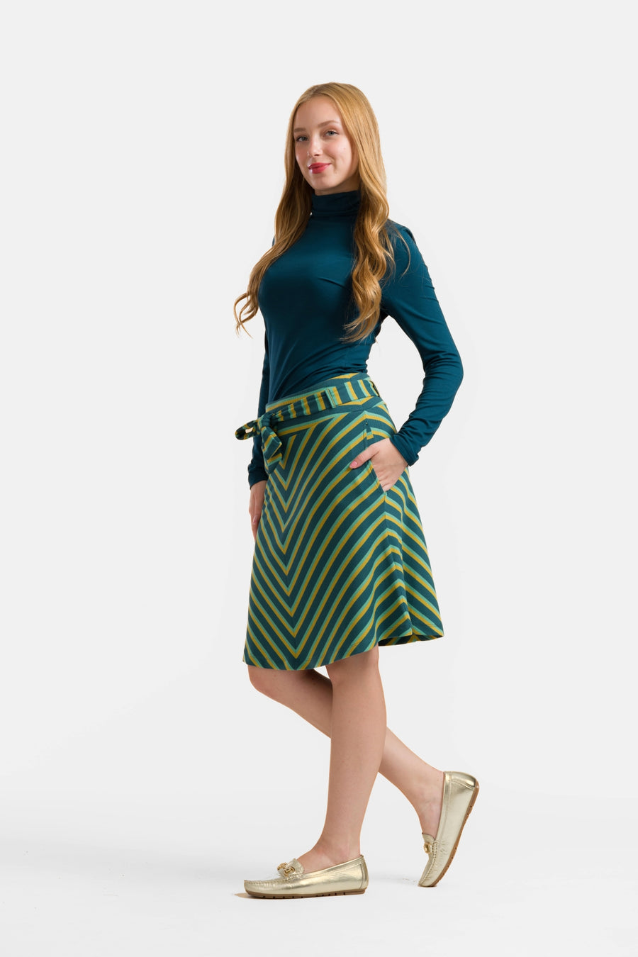 Demi Skirt | Deep Teal Stripes